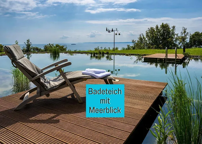 Haustierfreundliches Hotel: Ferienwohnungen Villa Nause Mit Sauna, Fitness, Naturteich, Parkplatz, Spielplatz Und Direkten Meerblick