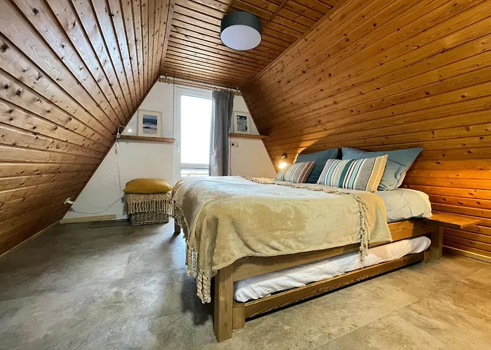 Finnhütte mit Kamin und Meerblick - Balkon