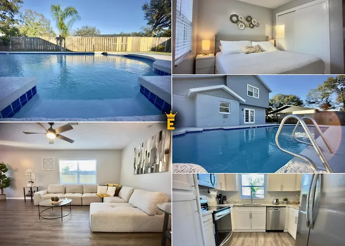 Heated Pool & Basketball, Sleeps 12 Tropical Dream Villa, Valrico Brandon